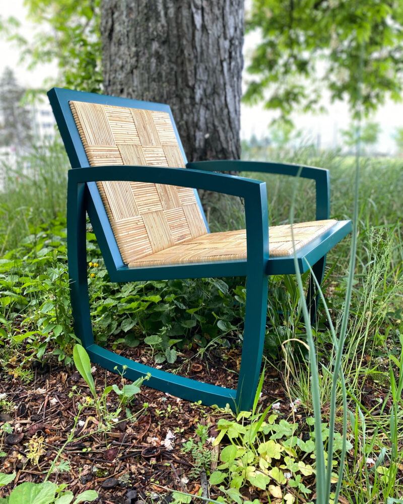 Live Slowly – Chaise à bascule en hêtre verte