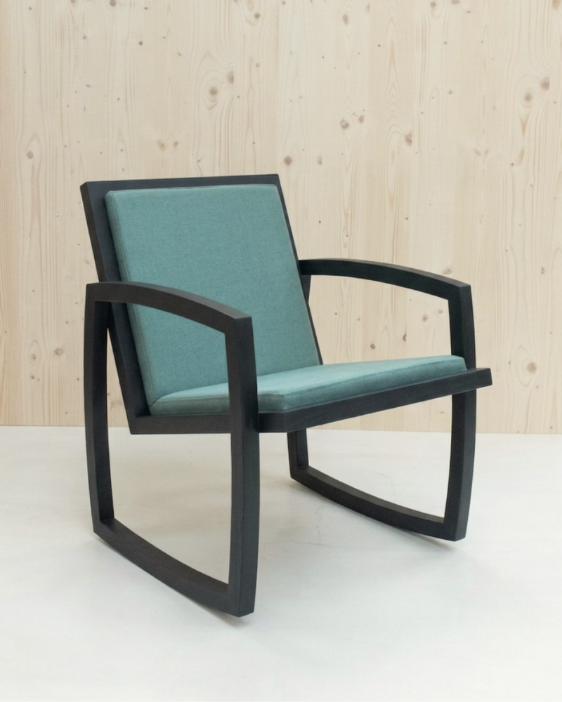 Live Slowly – Chaise à bascule en chêne – Lin Vert